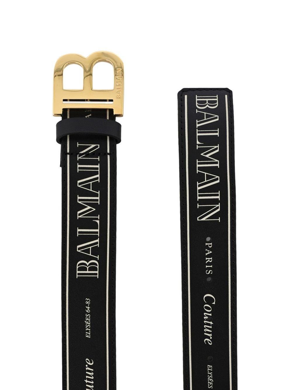 Cintura in pelle per bambini Balmain kids nera con fibbia con logo - Rubino Kids