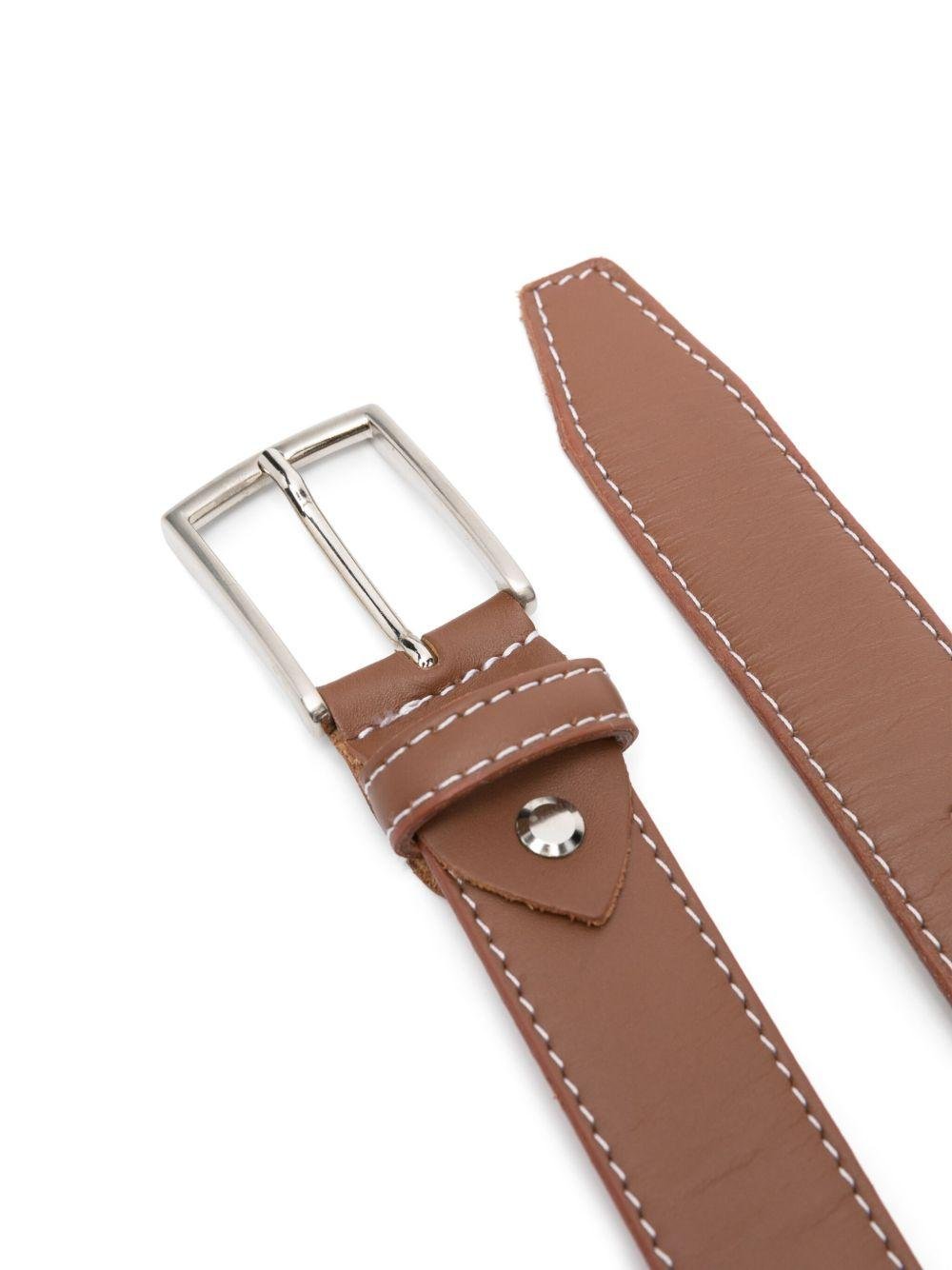 Cintura in pelle per bambino Colorichiari marrone con chiusura con fibbia e design a punta di diamante - Rubino Kids