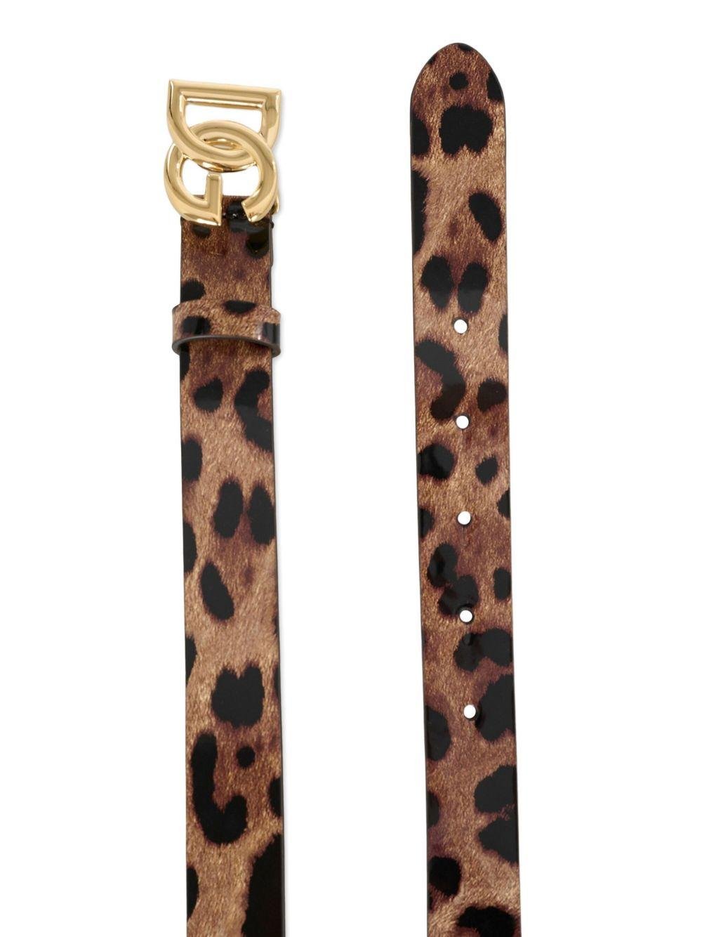 Cintura per bambina Dolce & Gabbana Kids marrone con stampa leopardata - Rubino Kids