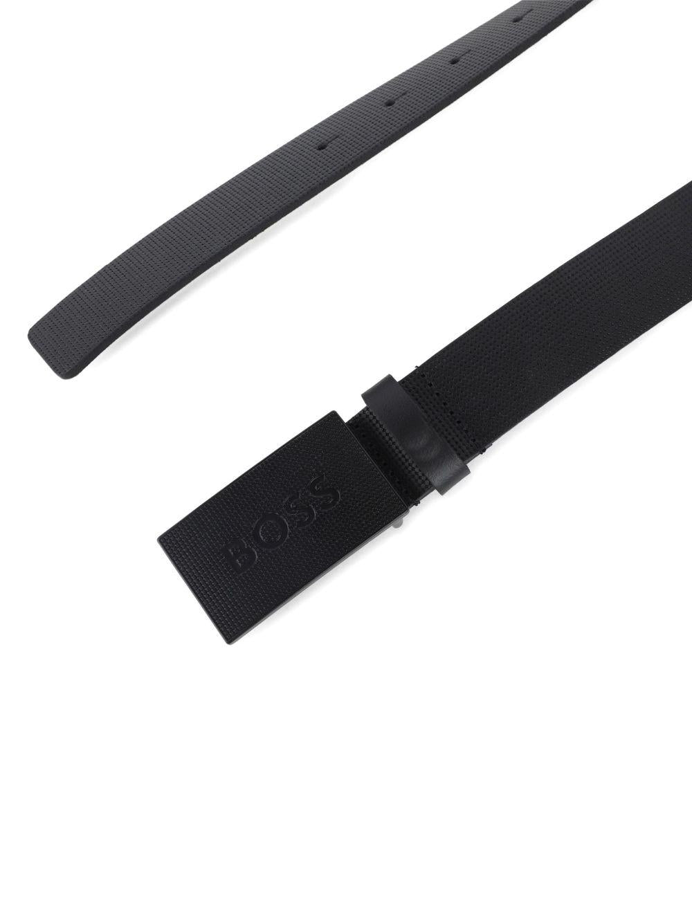 Cintura per bambino BOSS Kids nera con dettaglio con logo goffrato - Rubino Kids