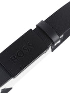 Cintura per bambino BOSS Kids nera con dettaglio con logo goffrato - Rubino Kids