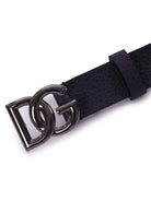 Cintura per bambino Dolce & Gabbana Kids blu in pelle con placca con logo argento - Rubino Kids