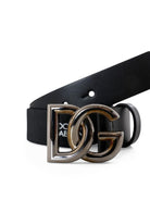 Cintura per bambino Dolce & Gabbana Kids nera con fibbia con logo DG - Rubino Kids