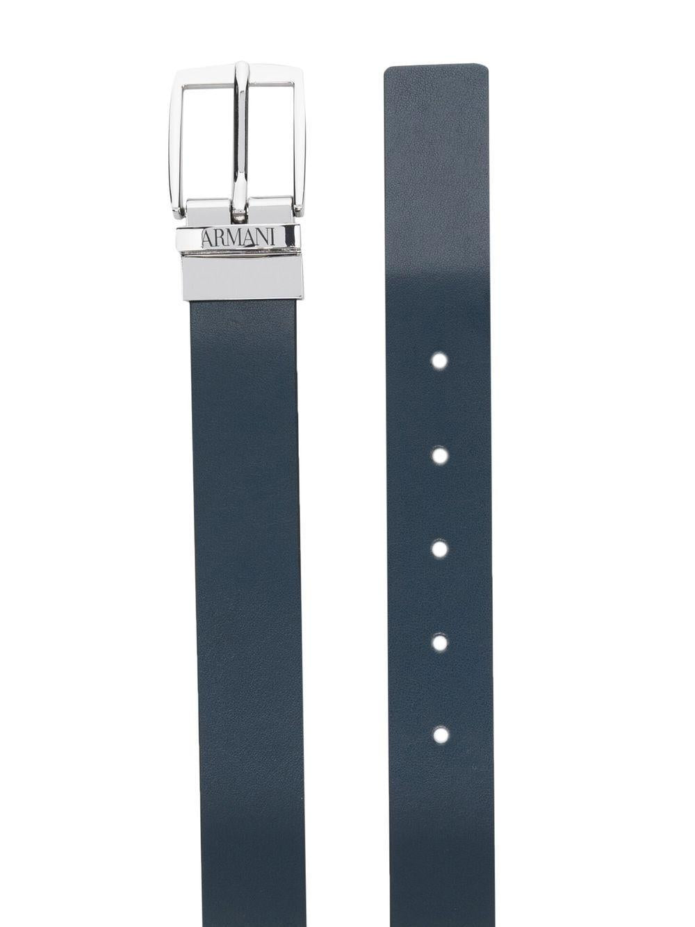 Cintura per bambino Emporio Armani Kids blu con logo inciso - Rubino Kids