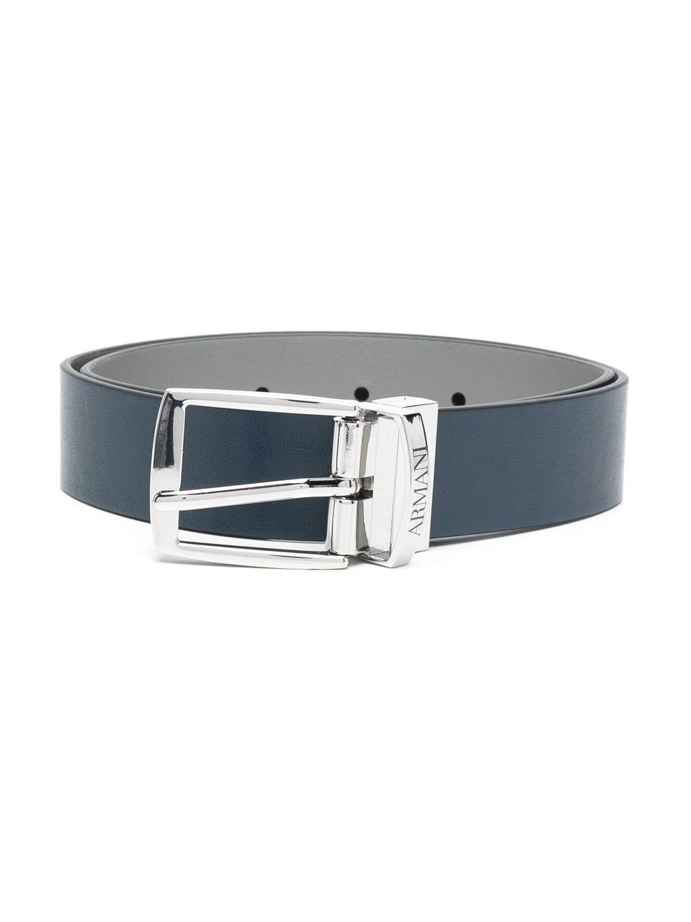 Cintura per bambino Emporio Armani Kids blu con logo inciso - Rubino Kids