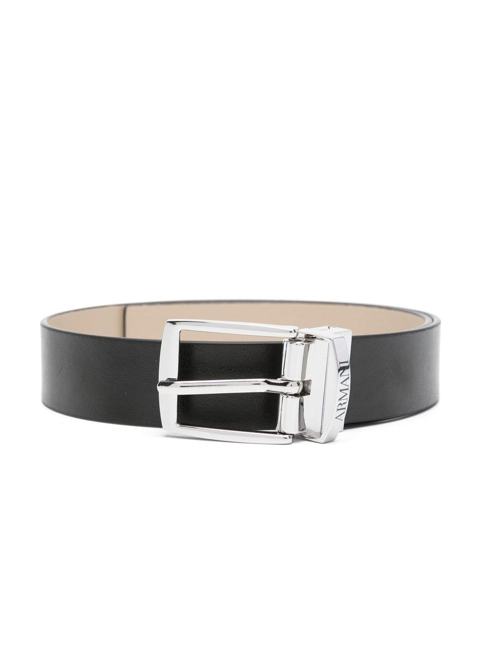 Cintura per bambino Emporio Armani Kids nera con logo inciso - Rubino Kids