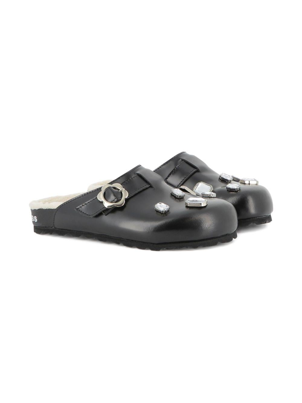 Clogs per bambina The Marc Jacobs Kids nere con applicazioni a fiori - Rubino Kids