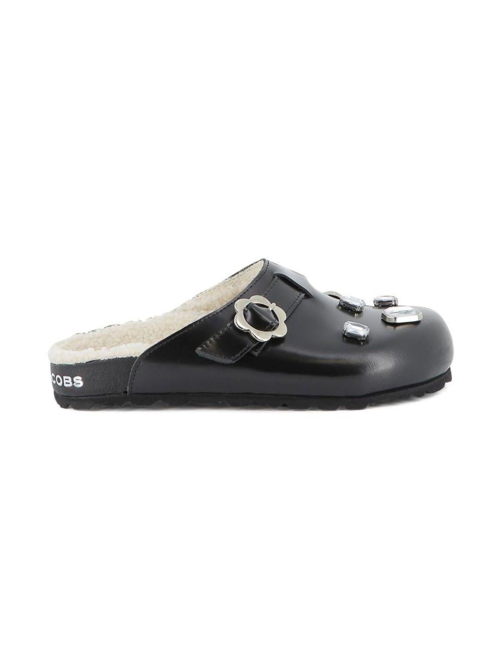Clogs per bambina The Marc Jacobs Kids nere con applicazioni a fiori - Rubino Kids