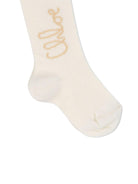 Collant per neonata Chloé Kids color crema a coste - Rubino Kids