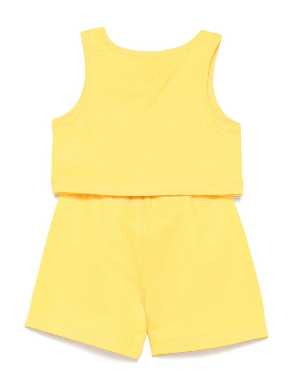 Completo con stampa logo per bambino Moschino Kids giallo con scollo rotondo - Rubino Kids
