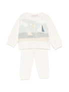 Completo due pezzi maglioncino e pantaloni per neonato Bonpoint beige con disegno ricamato - Rubino Kids