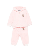 Completo felpa e pantaloni per neonata Moschino Kids rosa con ricamo orsetto - Rubino Kids