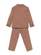 Completo gessato per bambino Paolo Pecora Kids marrone tabacco con chiusura - Rubino Kids