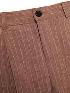 Completo gessato per bambino Paolo Pecora Kids marrone tabacco con chiusura - Rubino Kids