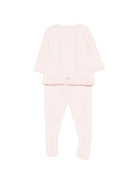 Completo maglioncino e pantaloni per neonata Paz Rodriguez rosa con lavorazione a pointelle - Rubino Kids