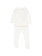 Completo maglioncino e pantaloni per neonati Paz Rodriguez bianco con colletto alla Peter Pan - Rubino Kids