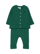 Completo maglione e pantaloni per neonato Polo Ralph Lauren Kids verde con bottoni - Rubino Kids