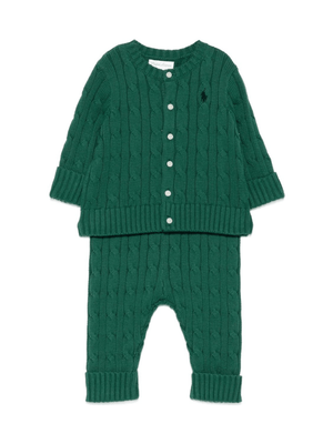 Polo Ralph Lauren Kids green button-up sweater and pants set for newborns