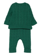 Completo maglione e pantaloni per neonato Polo Ralph Lauren Kids verde con bottoni - Rubino Kids