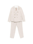 Completo per bambino Colorichiari beige con motivo gessato (5 pezzi) - Rubino Kids
