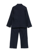 Completo per bambino Paolo Pecora Kids blu in twill con giacca monopetto - Rubino Kids