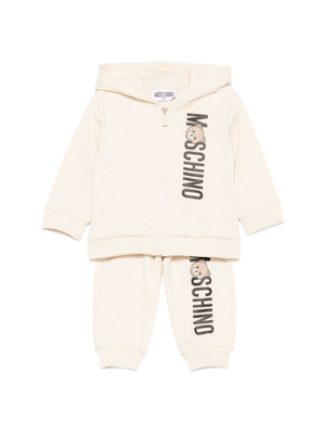 Moschino Kids beige baby set with printed logo