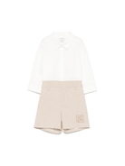Completo per neonato Fendi Kids bianco e beige con bottoni anteriori - Rubino Kids