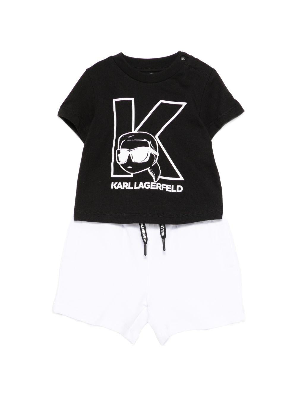 Completo per neonato Karl Lagerfeld Kids nero con stampa grafica - Rubino Kids