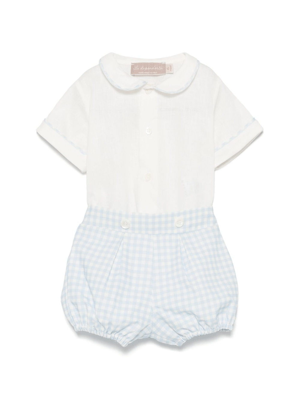 Completo per neonato La Stupenderia bianco a quadretti con colletto Peter Pan - Rubino Kids