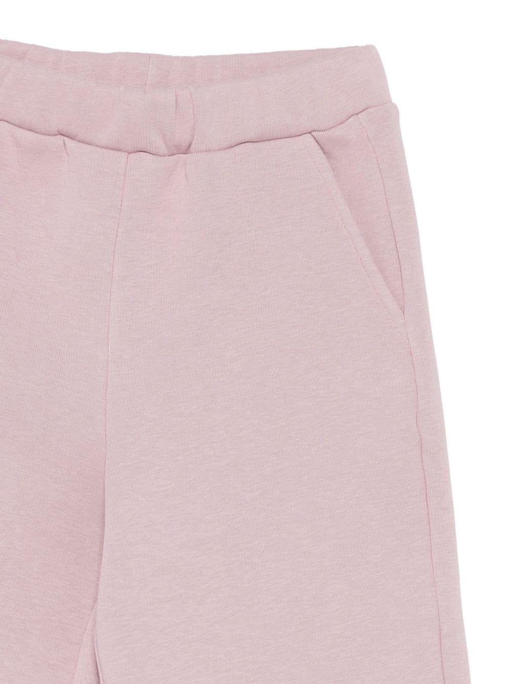 Completo sportivo per bambina Il Gufo rosa con fiori ricamati - Rubino Kids