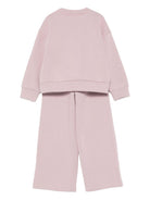 Completo sportivo per bambina Il Gufo rosa con fiori ricamati - Rubino Kids