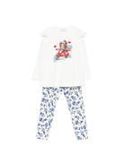 Completo t-shirt e leggins per bambina Monnalisa multicolore con stampa grafica - Rubino Kids