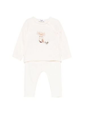 The Owl White T-Shirt and Pants Set for Babies with Owl Motif