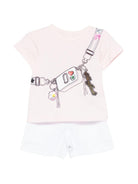 Completo t-shirt e shorts per bambina The Marc Jacobs Kids rosa con stampa grafica - Rubino Kids