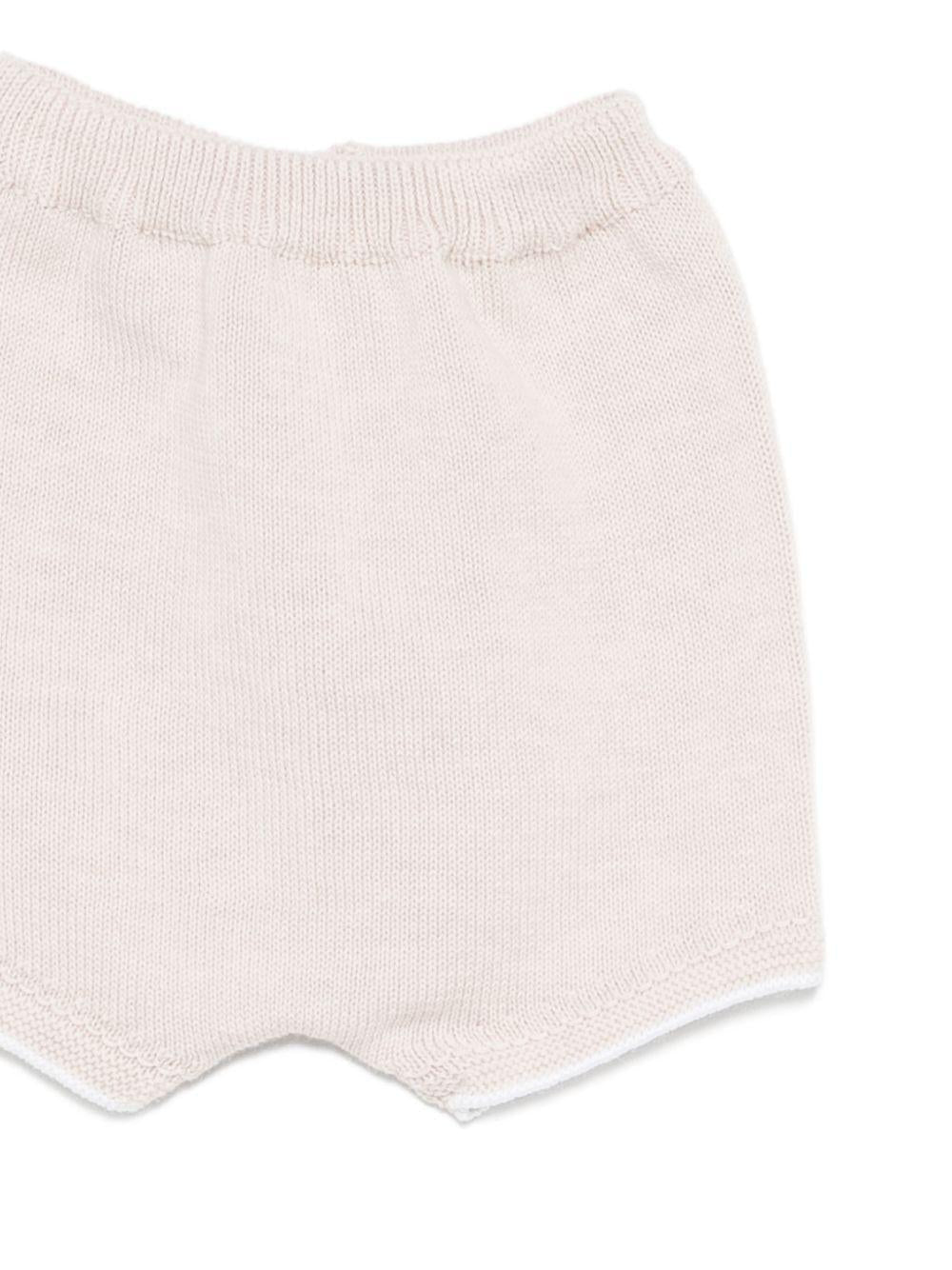 Completo t-shirt e shorts per neonati Paz Rodriguez beige con lavorazione in maglia - Rubino Kids