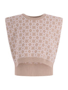 Completo top e gonna per bambina Givenchy Kids beige con motivo intarsiato - Rubino Kids