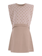 Completo top e gonna per bambina Givenchy Kids beige con motivo intarsiato - Rubino Kids