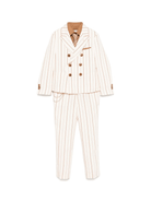 Completo tre pezzi per bambino Colorichiari beige gessato con doppiopetto - Rubino Kids