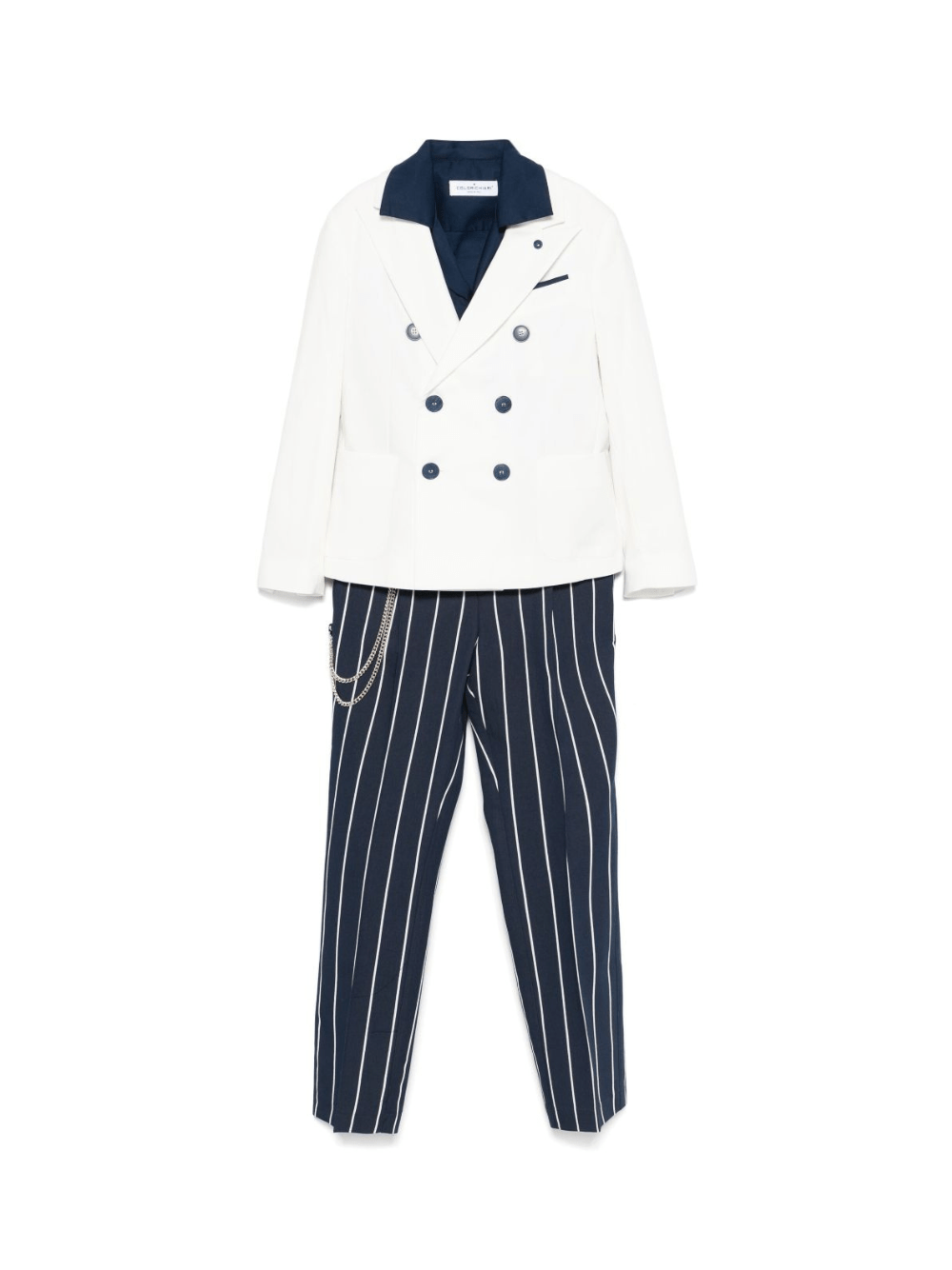 Completo tre pezzi per bambino Colorichiari blu gessato con chiusura doppiopetto - Rubino Kids