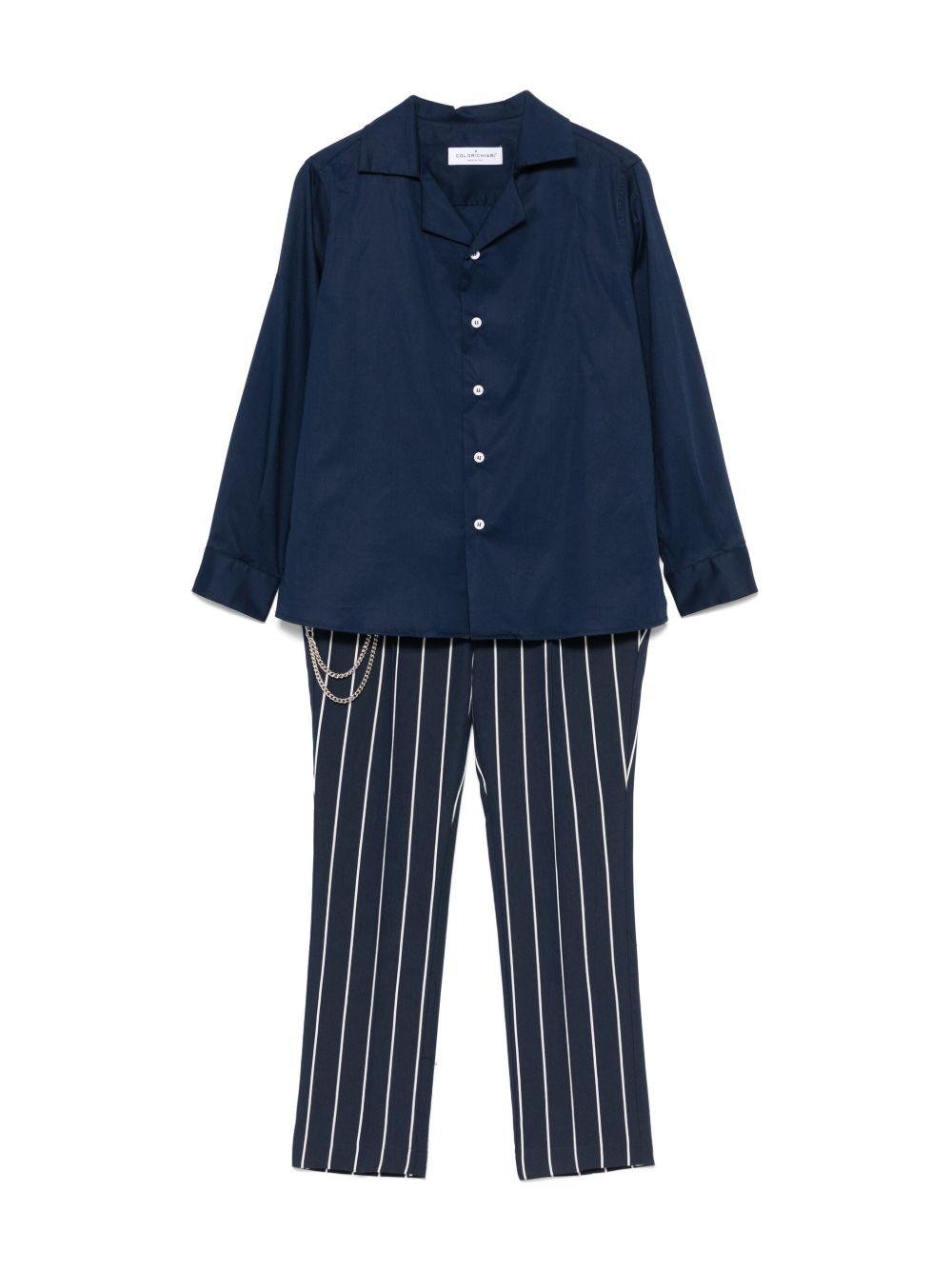 Completo tre pezzi per bambino Colorichiari blu gessato con chiusura doppiopetto - Rubino Kids