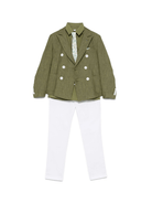 Completo tre pezzi per bambino Colorichiari verde in lino - Rubino Kids