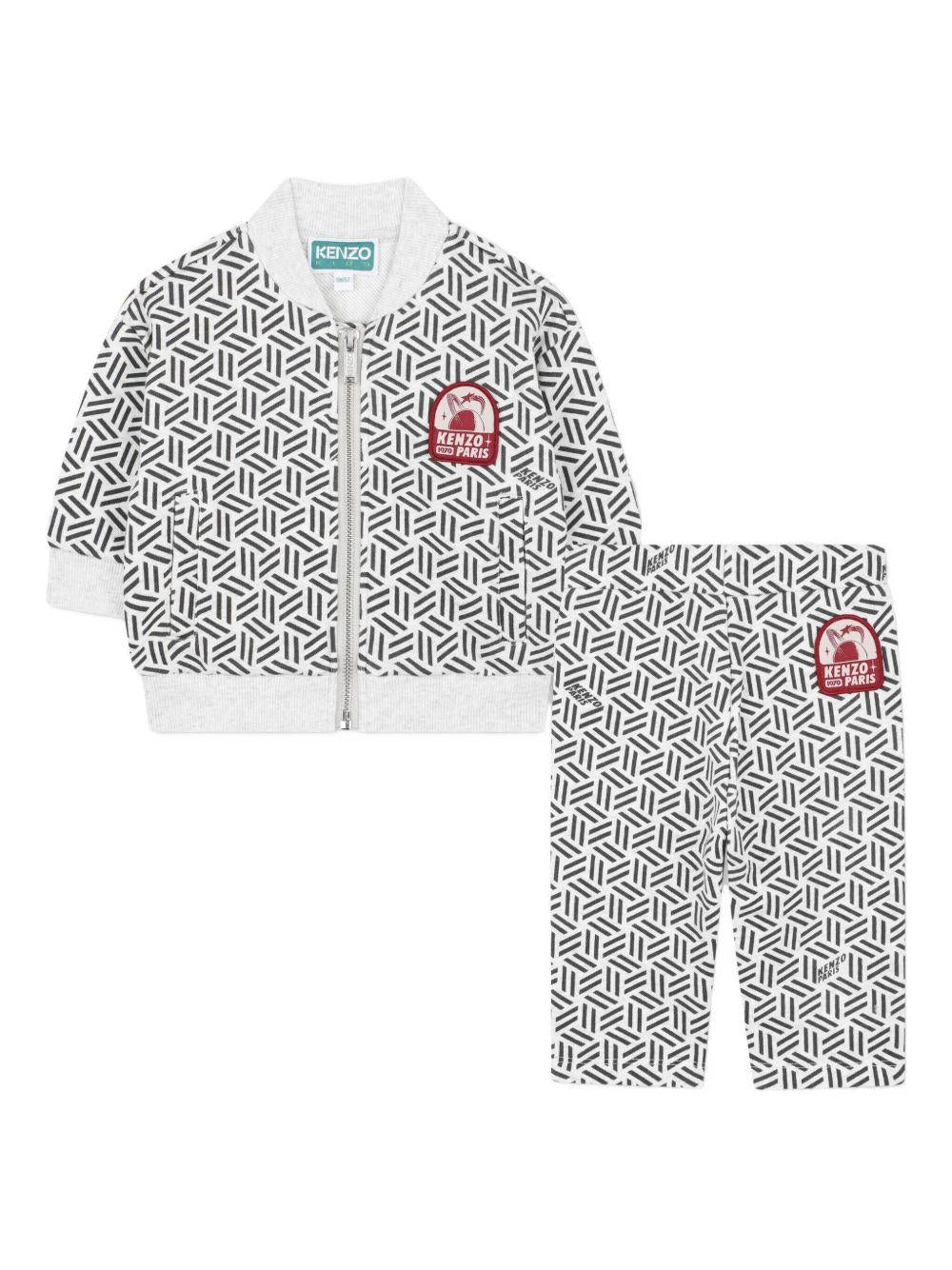 Completo tuta sportiva per neonato Kenzo Kids grigio con motivo con ricamo geometrico - Rubino Kids