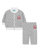 Completo tuta sportiva per neonato Kenzo Kids grigio con motivo con ricamo geometrico - Rubino Kids