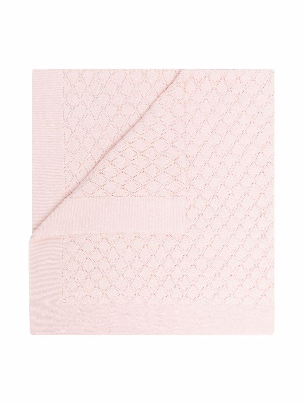 Coperta con motivo geometrico per neonato Bonpoint rosa con orlo rifinito - Rubino Kids