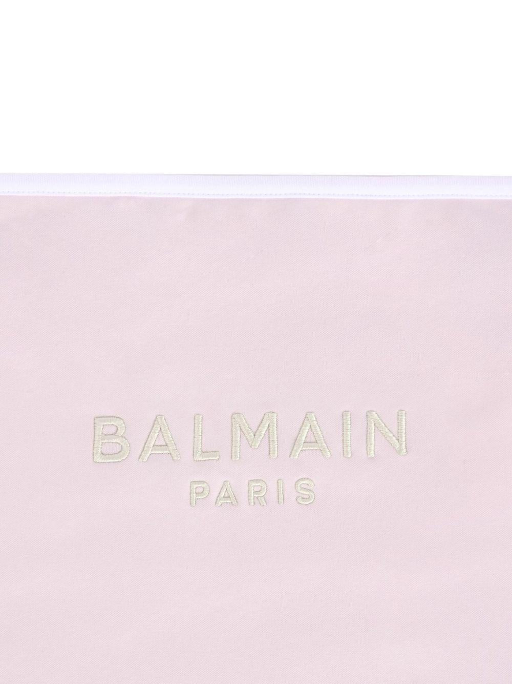 Coperta per neonata Balmain Kids rosa con logo ricamato e forma quadrata - Rubino Kids