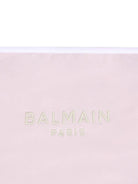Coperta per neonata Balmain Kids rosa con logo ricamato e forma quadrata - Rubino Kids