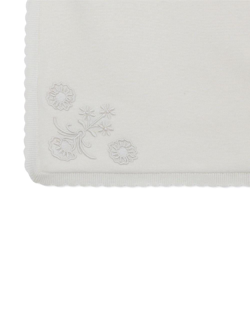 Coperta per neonata Chloé Kids bianca con ricamo a fiori - Rubino Kids