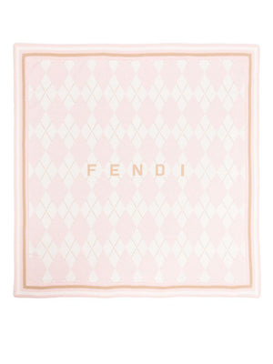Fendi Kids pink baby blanket with geometric embroidery