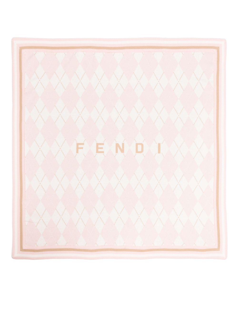 Coperta per neonata Fendi Kids rosa con ricamo geometrico - Rubino Kids