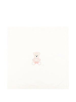 Coperta per neonata Il Gufo bianco con ricamo Teddy Bear
